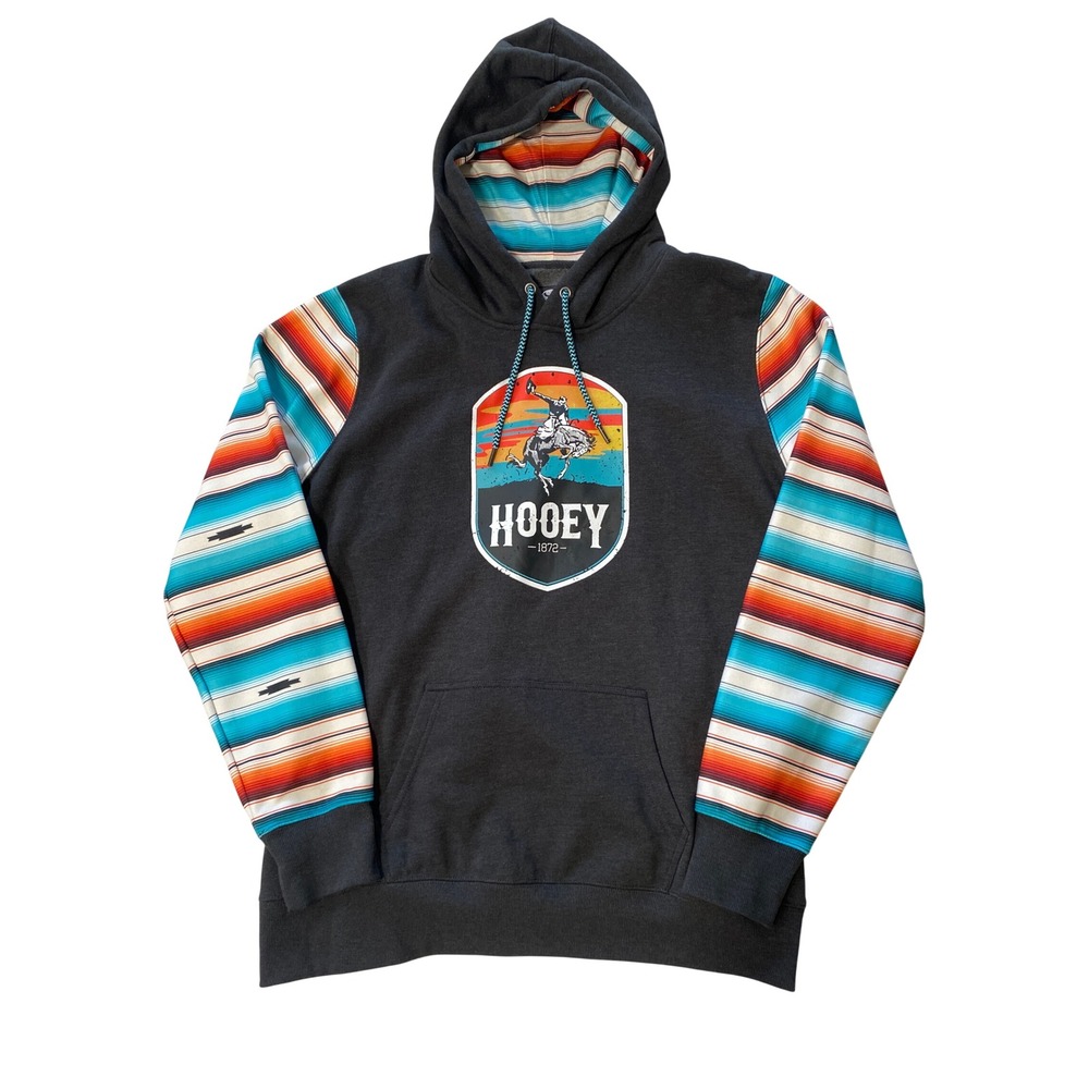 Hooey Mens XXL Serape Pullover Hoodie Charcoal Western Rodeo Aztec Tribal Cowboy